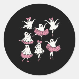 Ballet Ghost Dancer Schattige Boo Dancing Hallowee Ronde Sticker