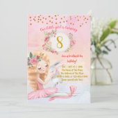 Ballet Girl en Bunny Birthday Party Invitation Kaart (Staand voorkant)