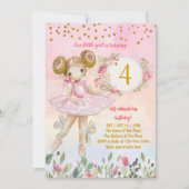 Ballet Girl Pink Birthday Party Kaart (Voorkant)