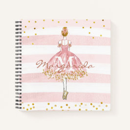 Ballet Girl Pink Gold Glitter Waterverf Kinder Notitieboek