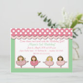 Ballet Girls Birthday Uitnodiging (Staand voorkant)