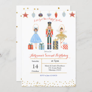 Ballet Glitter Confetti Birthday Invite Nutkraker Kaart