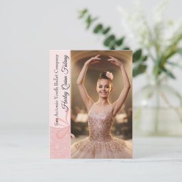 Ballet handtekeningkaarten Roze Glitter Foto Briefkaart