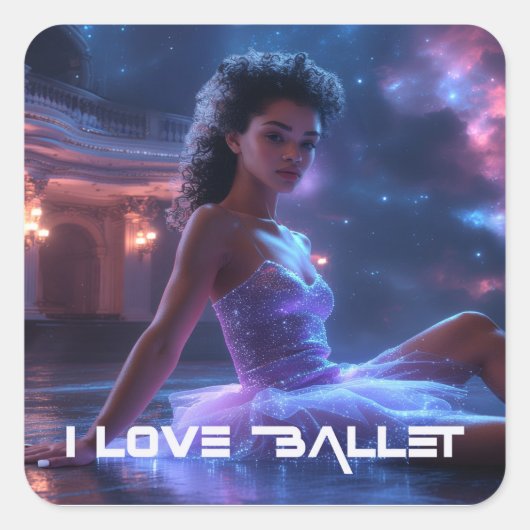 BALLET - IK HOU VAN BALLET VIERKANTE STICKER (Voorkant)