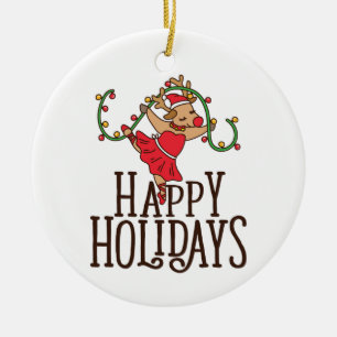 Ballet Kerst Reindeer Ballerina Keramisch Ornament
