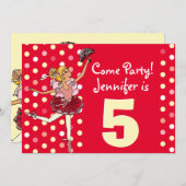 Ballet kinder partij rood geel uitnodiging (Voorkant / Achterkant)