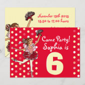 Ballet kinder partij rood geel uitnodiging (Voorkant / Achterkant)