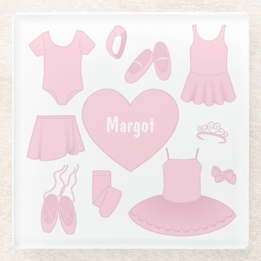 Ballet kleding glas Onderzetter - witte achtergron (Voorkant)