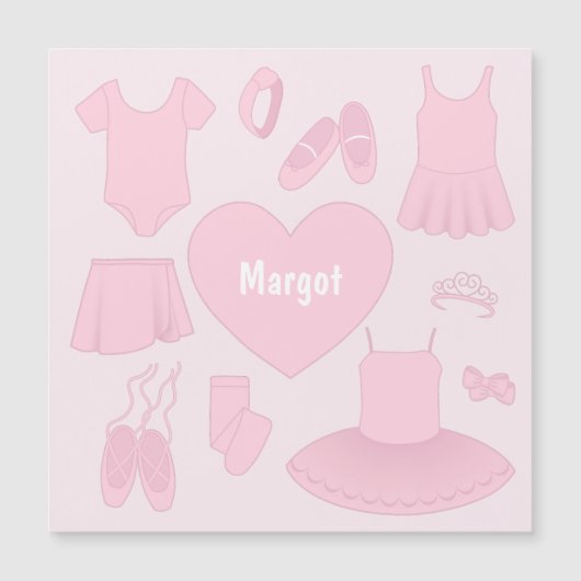 Ballet kleding magnetische Kaart - roze achtergron (Voorkant)