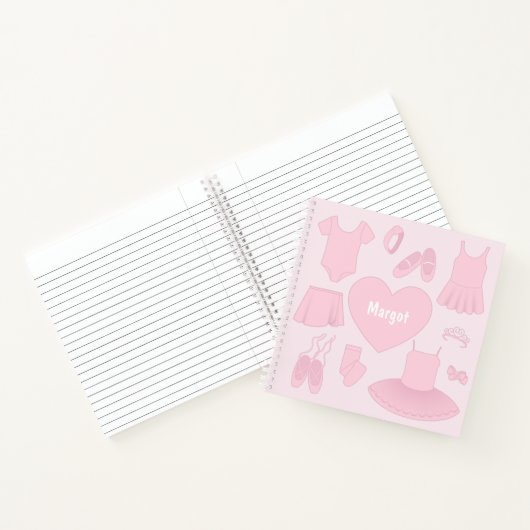 Ballet kleding vierkant Notitieboek - roze achterg (Binnen)