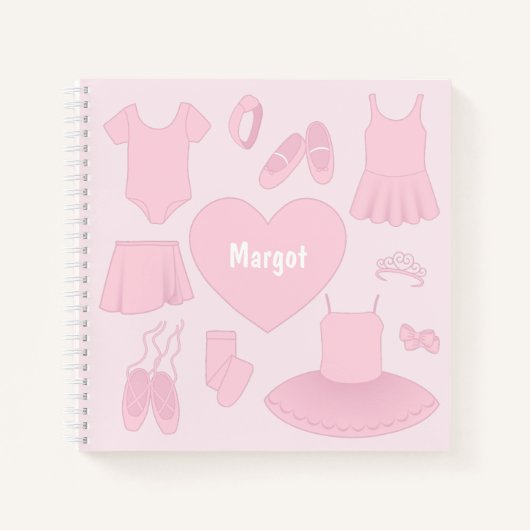 Ballet kleding vierkant Notitieboek - roze achterg (Voorkant)