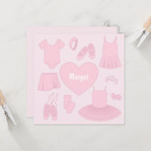 Ballet kleding vierkante Kaart - licht roze achter (Voorkant / Achterkant in situ)