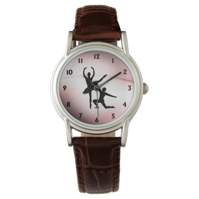 Ballet Koppel Dans Roze Accent Horloge (Voorkant)