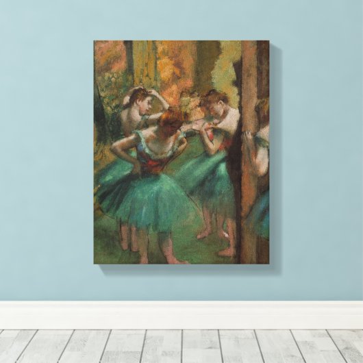 Ballet Kunstwerk Dansers Roze en Groene Edgar Dega Canvas Afdruk (Insitu (Houten vloer))