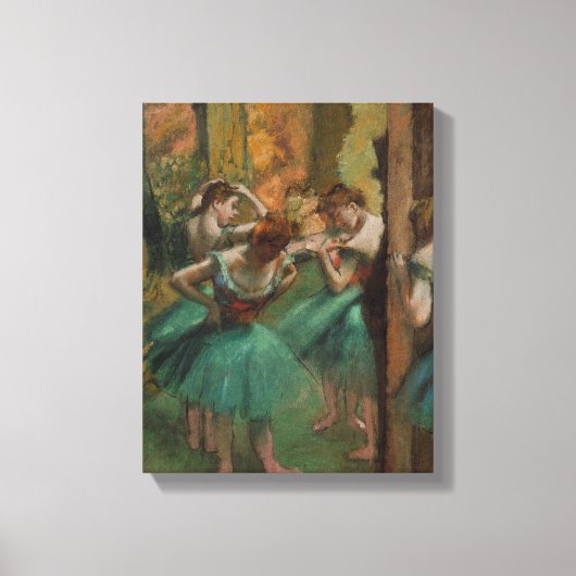Ballet Kunstwerk Dansers Roze en Groene Edgar Dega Canvas Afdruk (Voorkant)