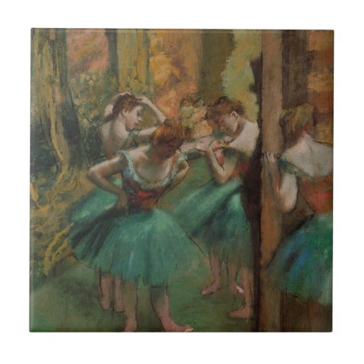 Ballet Kunstwerk Dansers Roze en Groene Edgar Dega Tegeltje (Voorkant)