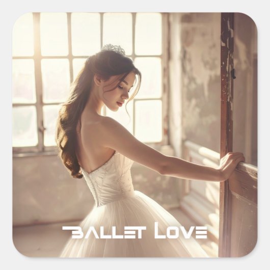 BALLET LOVE - BALLET & DANCE VIERKANTE STICKER (Voorkant)