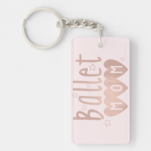 Ballet mam Roze Rose Gold Stars & Hearts Sleutelhanger (Voorkant)