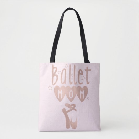 Ballet mam Roze Rose Gold Stars & Hearts Tote Bag (Voorkant)