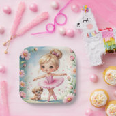 Ballet Meisje & Puppy Party Papieren Bordje (Feest)