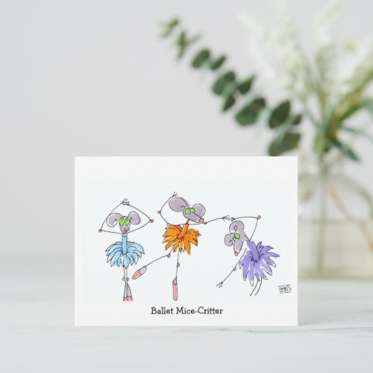 Ballet Mice-Critter Briefkaart (Staand voorkant)