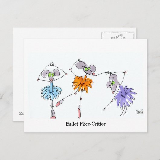 Ballet Mice-Critter Briefkaart (Voorkant / Achterkant)