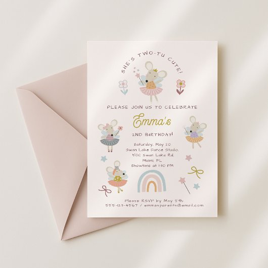 Ballet Mice verjaardagsuitnodiging voor meisjes Kaart