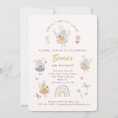 Ballet Mice verjaardagsuitnodiging voor meisjes Kaart (Voorkant)