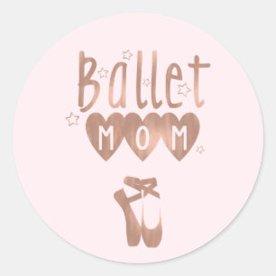 Ballet Moeder Roze Goudkleurige Sterren & Harten Ronde Sticker