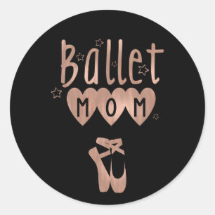Ballet Moeder Roze Goudkleurige Sterren & Harten Ronde Sticker