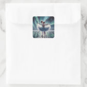 Ballet op het ijs vierkante sticker (Tas)
