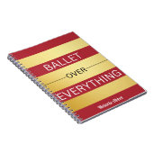 "BALLET OVER ALLES" Blush Roze & Goud Gestreept Notitieboek (Rechterzijde)