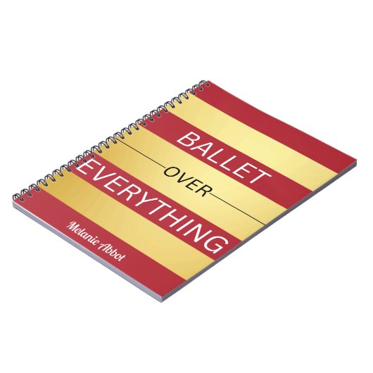 "BALLET OVER ALLES" Blush Roze & Goud Gestreept Notitieboek (Linkerzijde)