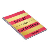 "BALLET OVER ALLES" Roze & Goud Gestreept Notitieboek (Rechterzijde)