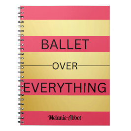 "BALLET OVER ALLES" Roze & Goud Gestreept Notitieboek