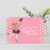 Ballet overweging kinder ballerina roze uitnodigin kaart (Staand voorkant)
