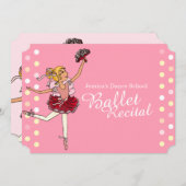 Ballet overweging kinder ballerina roze uitnodigin kaart (Voorkant / Achterkant)
