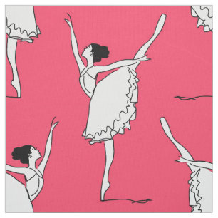 Ballet Patroon Roze Wit   Dance Stof