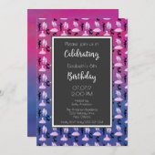 Ballet Pattern op roze en Paarse verjaardagsfeestj Kaart (Voorkant / Achterkant)