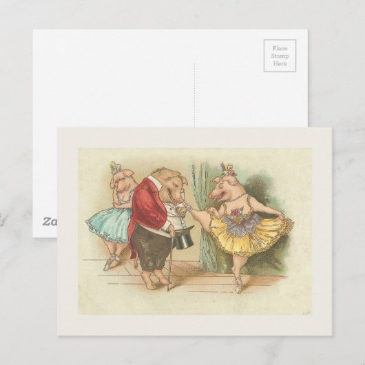 Ballet Pig Briefkaart (Voorkant / Achterkant)