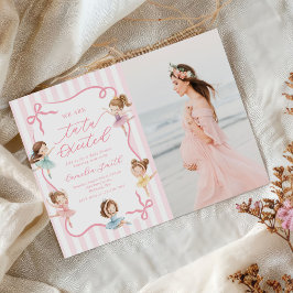 Ballet Pink Girls Bow Ballerina Baby Shower Photo Kaart