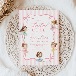 Ballet Pink Girls Bow Tutu Ballerina 1st Birthday Kaart