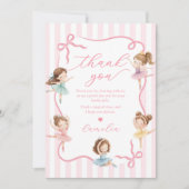 Ballet Pink Girls Bow Tutu Ballerina Birthday Bedankkaart (Voorkant)
