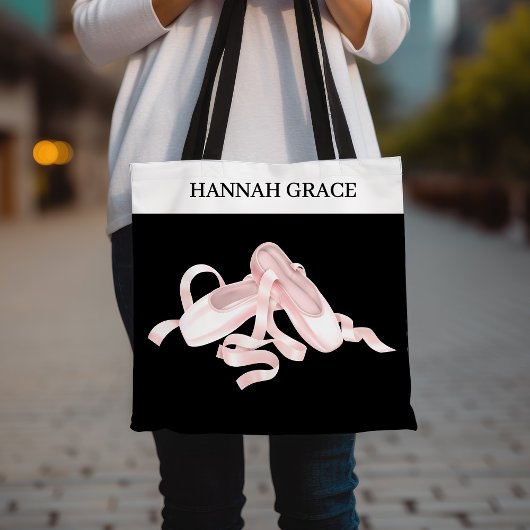 Ballet Pointe Schoen Roze en Zwart Tote Bag