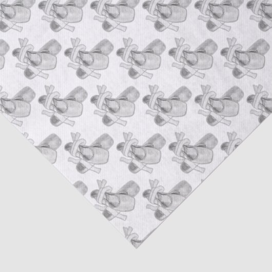 Ballet Pointe Schoenen Hand getekend zwart en wit Tissuepapier (Detail)