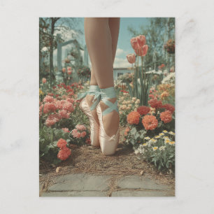 Ballet Pointe Schoenen in Bloeiende Tuin Briefkaart