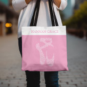 Ballet Pointe Shoe Typografie Roze en Wit Tote Bag