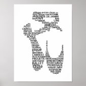 Ballet Pointe Shoe Typografie Zwart-wit Poster (Voorkant)