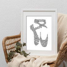 Ballet Pointe Shoe Typografie Zwart-wit