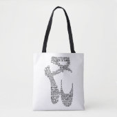 Ballet Pointe Shoe Typografie Zwart-wit Tote Bag (Voorkant)